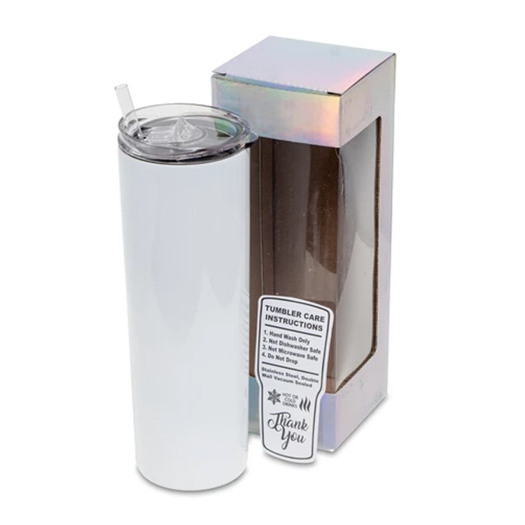 holographic box fit 20oz 30oz straight skinny stainless steel tumbler with plastic lids laser boxes and support customization by sea