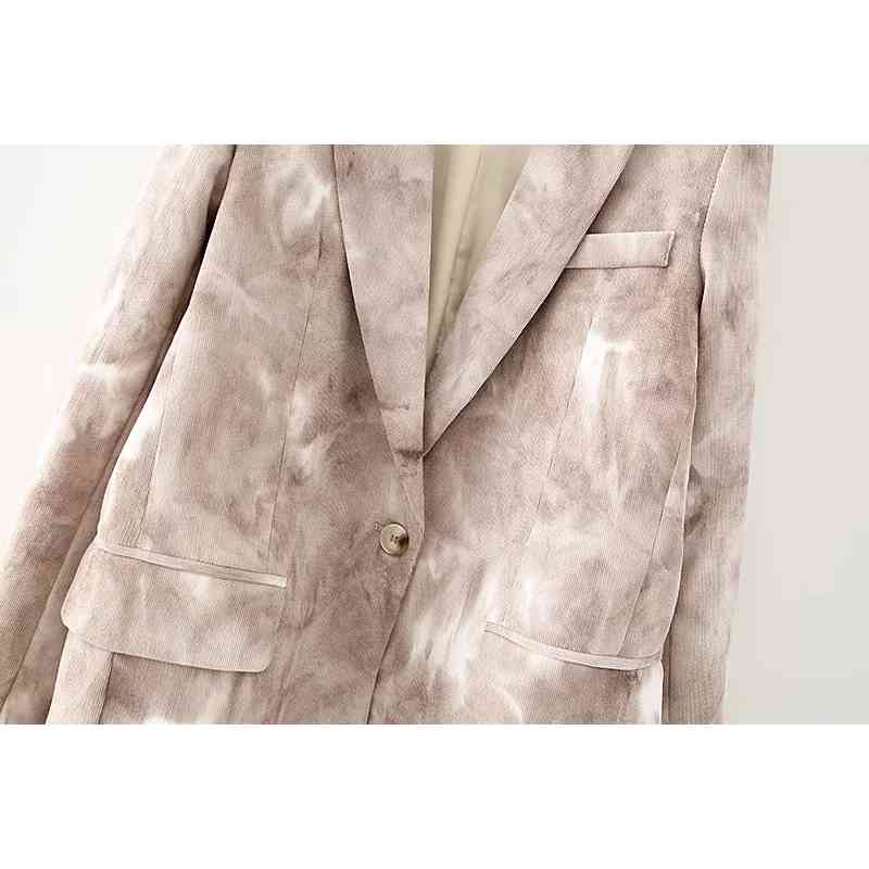 stylish women tie dye long blazers fashion ladies elegant loose jacket suits vintage female girls chic suit 210430