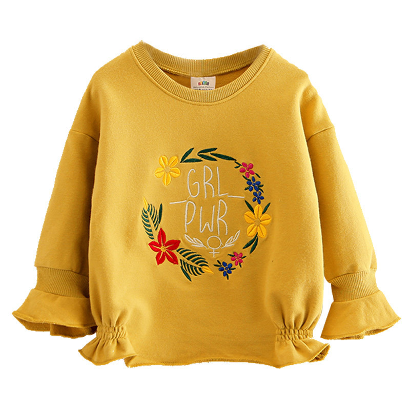 Autumn Spring Fashion 2-4 5 6 7 8 9 10 Years Children'S Gift Flower Letter Flare Trumpet Sleeve Kids Baby Girl Sweatshirts 220309