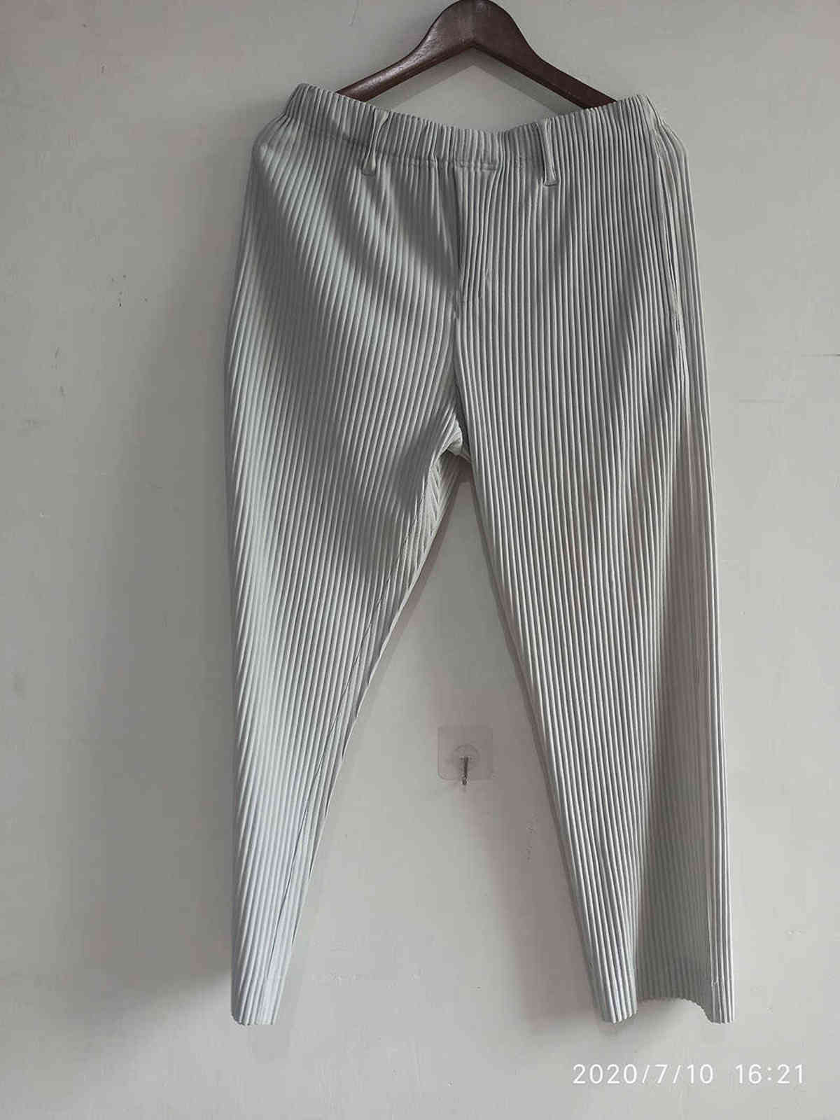 IEFB /men's wear Japanese stretch fold fabric thin style loose wide leg pants straight pleated casual pants for male Y3059 JF150 211112