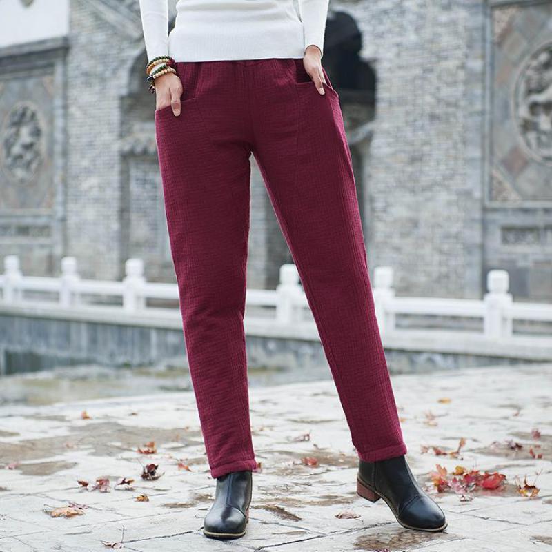 Johnature Autumn Winter Leisure Retro Large Pocket Solid Color Harem Pants Simple Comfortable Cotton Linen Women Pants 210521, Burgundy
Johnature Autumn Winter Leisure Retro Large Pocket Solid Color Harem Pants Simple Comfortable Cotton Linen Women Pants 210521, Burgundy