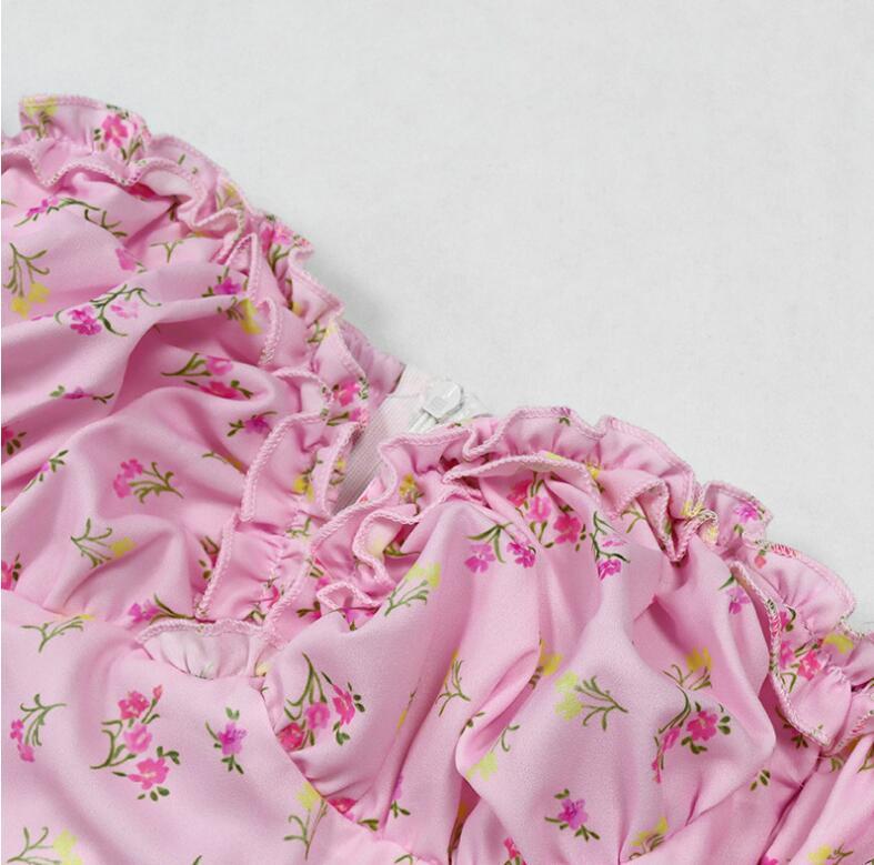 Sexy Split Floral Print Off Shoulder Dress Retro Women Wood ears Bra Collar Hem Slit Swing Long Dresses Holiday Vestidos 210429