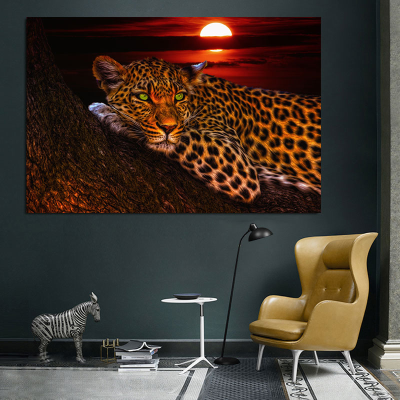 Walking Leopard Posters Prints Wild Animal Canvas Painting Wall Art for Living Room Decor Home Decoration