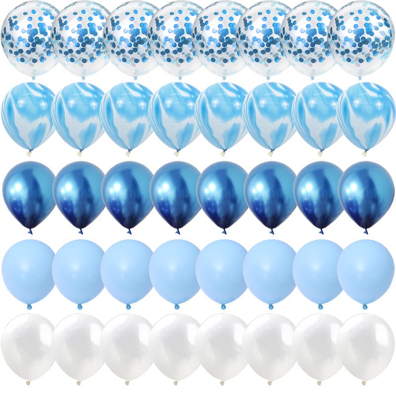 

Party Decoration 20/40Pcs Blue Set Agate Marble Balloons Silver Confetti Balloon Wedding Valentine's Day Baby Shower Birthday Decorations