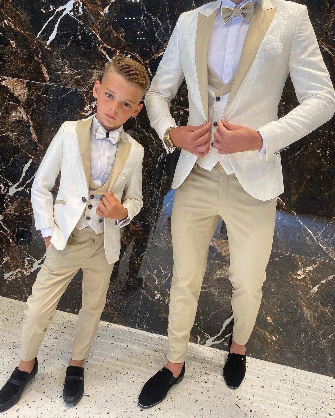 Floral Pattern Boy Formal Wear Suits Dinner Tuxedos Little Boys Groomsmen Kids For Wedding Party Prom Suit (Jacket+Vest+Pant)