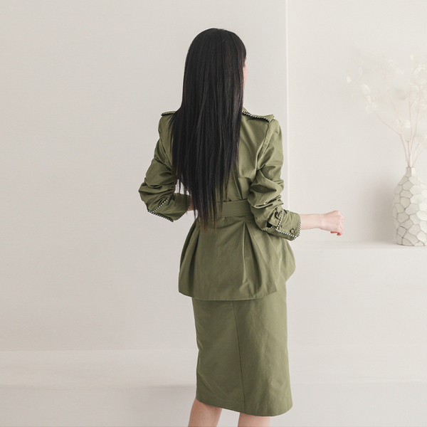 High quality Autumn women's two-piece set Elegant temperament ladies Slim Office Outwears + Waist OL skirt Female Suit 210519