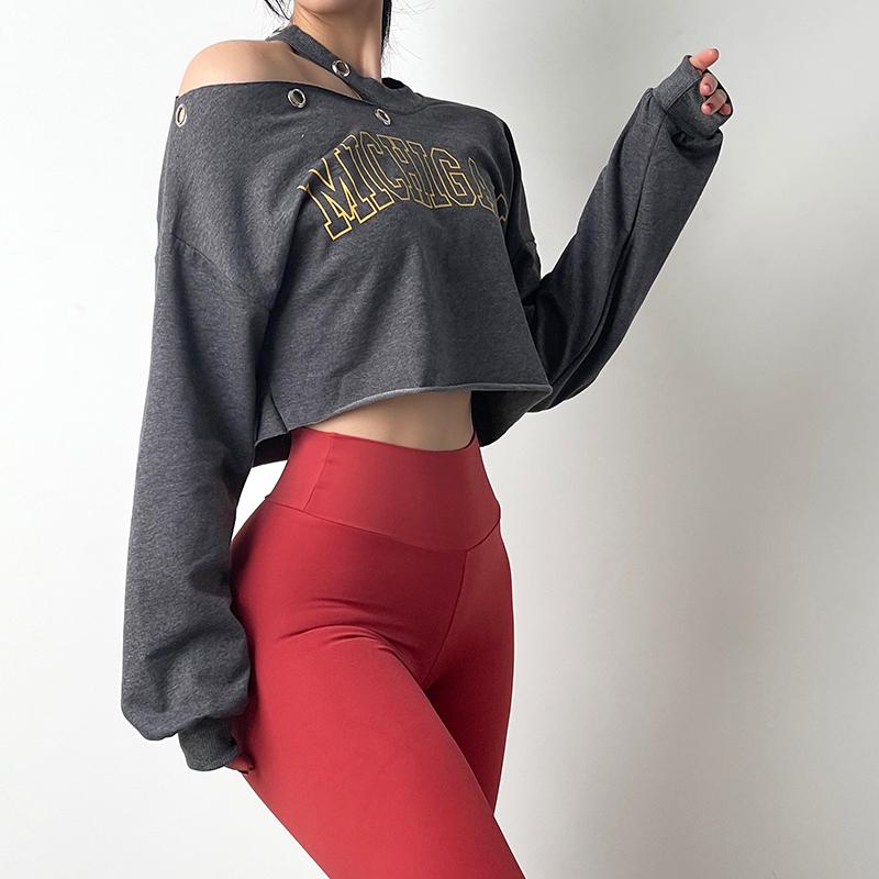 Peatacle Letters Sports Blouse Women Loose Long Sleeve Casual Top Sexy Short Yoga Wear Spring Outfits, White;red
Peatacle Letters Sports Blouse Women Loose Long Sleeve Casual Top Sexy Short Yoga Wear Spring Outfits, White;red