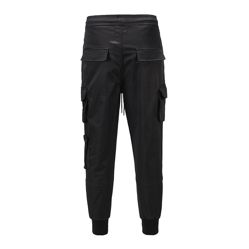 High Street Side Pockets Drawstring Black Mens Biker Pants Straight Casual Winter Cargo Boom Feet Baggy Trousers Men's
