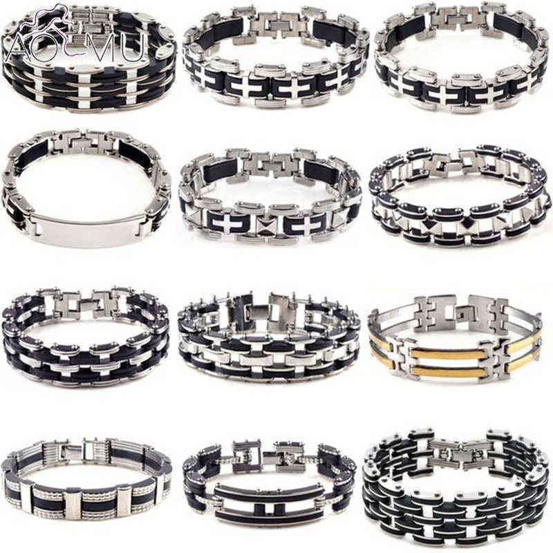 Aomu Men Stainless Steel Link Chain Bracelets & Bangles Men's Cuff Wristband Biker Motorcycle Black Silicone Bracelet
Aomu Men Stainless Steel Link Chain Bracelets & Bangles Men's Cuff Wristband Biker Motorcycle Black Silicone Bracelet