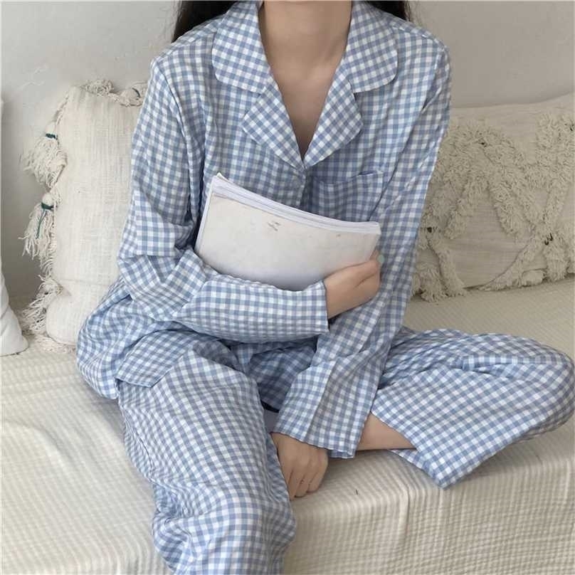 Women's Plaid Pajamas Set Turn-down Collar Sleepwear Full Sleeve Tops +Long Pants 2 Pieces Suit Soft Pyjamas Nightwear Pjs 211109, Long sleeve 6
Women's Plaid Pajamas Set Turn-down Collar Sleepwear Full Sleeve Tops +Long Pants 2 Pieces Suit Soft Pyjamas Nightwear Pjs 211109, Long sleeve 6