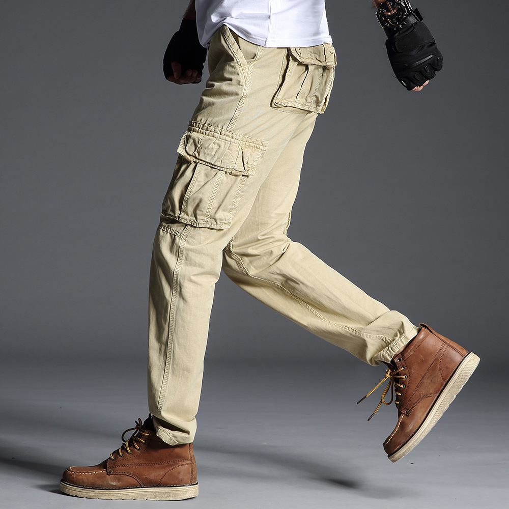Cargo Pants for Men Black Military Pants Green Army Side Many Pockets Trousers Male Chinos Men Blue Khakis Cotton Trousers Men 210518