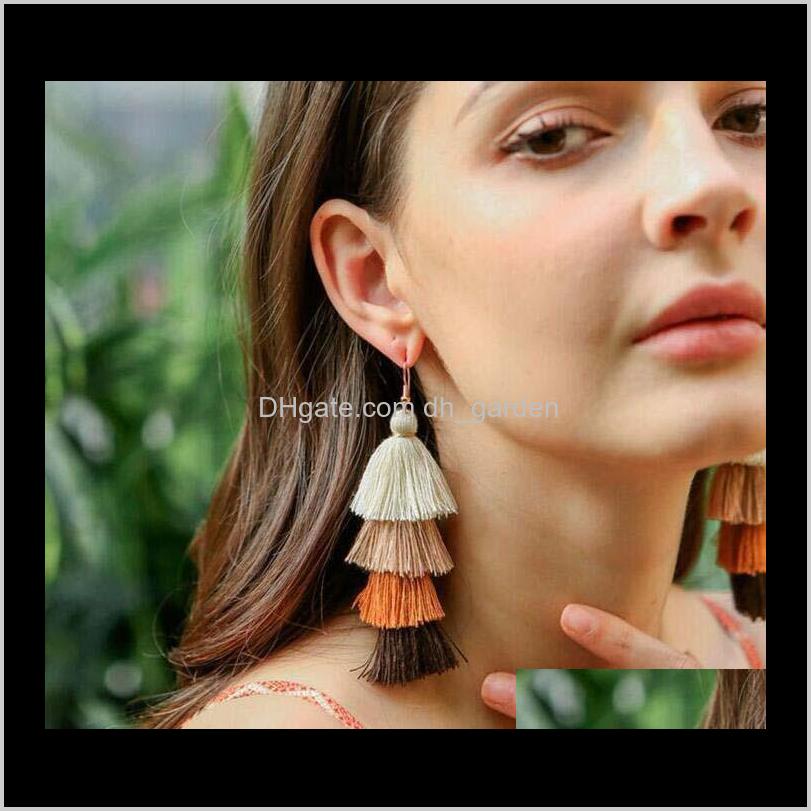 

Bohemia 4 Layered Tassel Fashion Jewelry Multi Color Statement Fringe Long Earring For Women P8Xk0 Chandelier Vxrlf, Silver