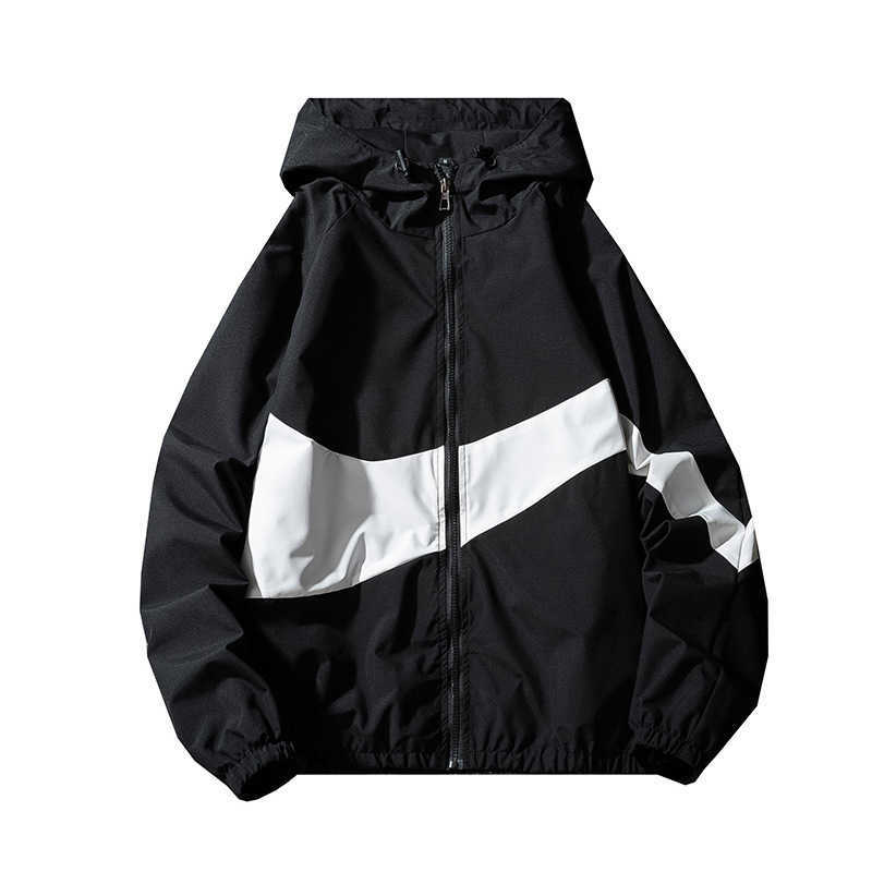 Men's Streetwear Hip Hop Jackets Spring Autumn Warm Windbreakers Zipper Hooded Oversized Coat Casual Harajuku Bomber Jacket Men 210818