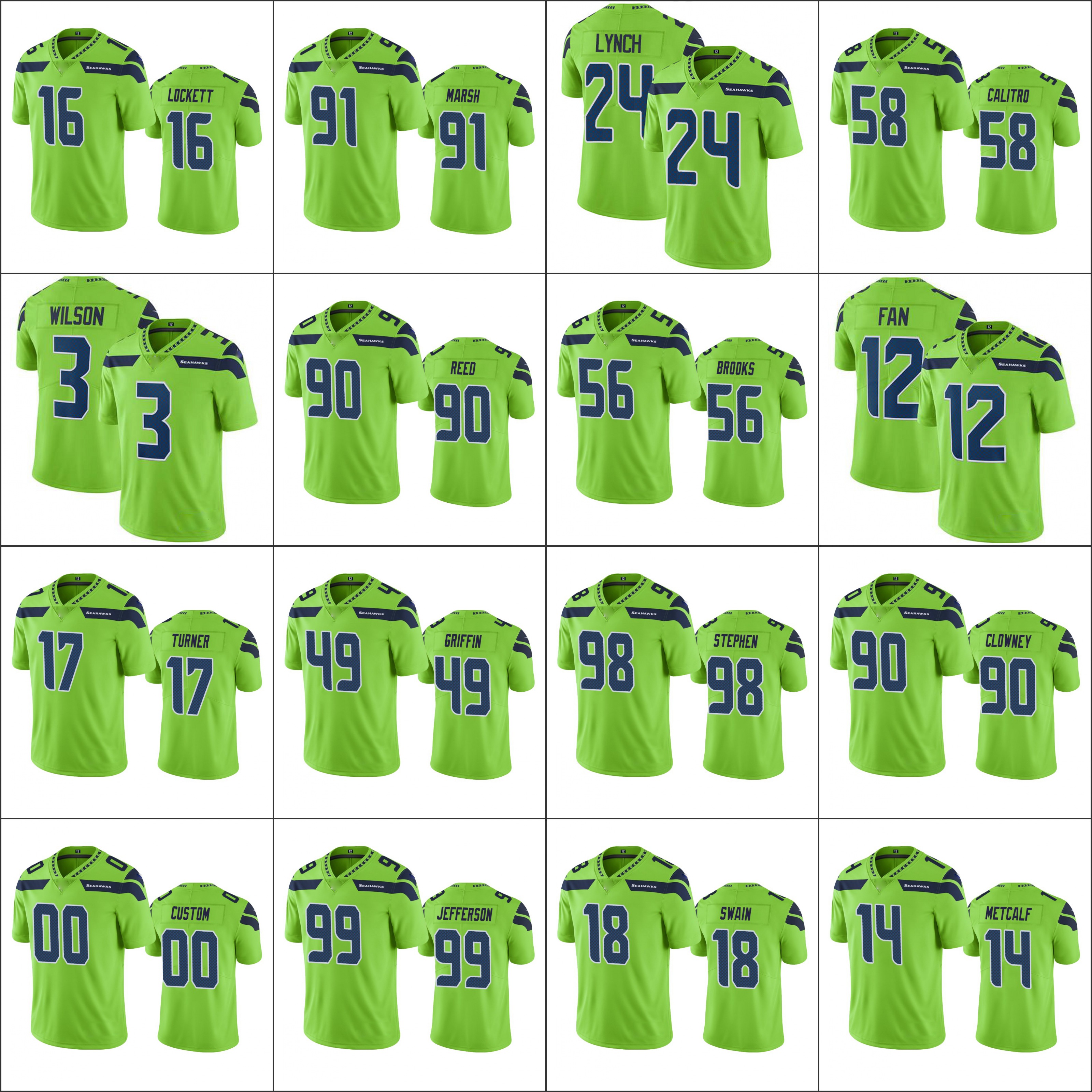 SeattleSeahawksMen #3 Russell Wilson 54 Bobby Wagner 49 Griffin Green Women Youth Custom Green Color Rush Limited Jersey
SeattleSeahawksMen #3 Russell Wilson 54 Bobby Wagner 49 Griffin Green Women Youth Custom Green Color Rush Limited Jersey