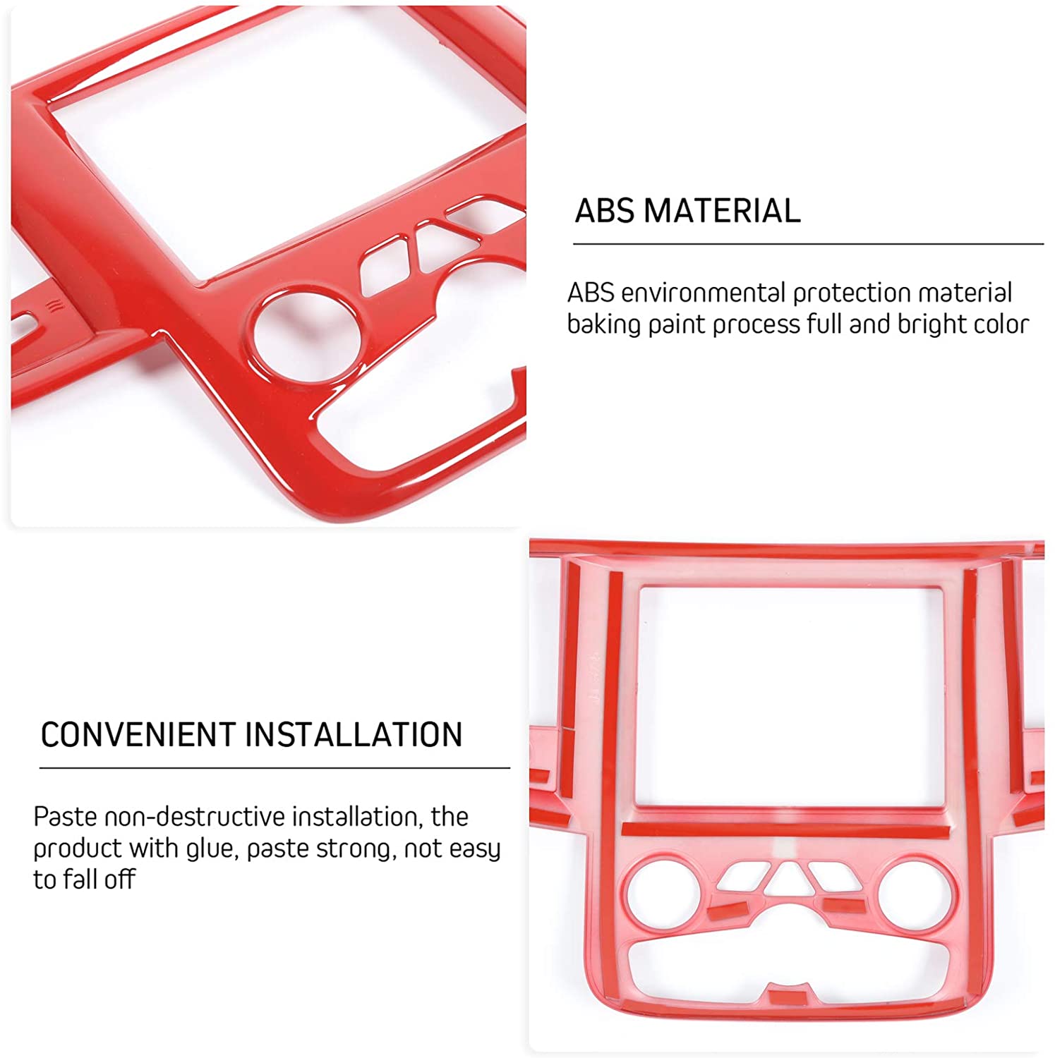 ABS Car Central Control Navigation Panel Dcoration for Dodge RAM 1500 11-17 Interior Accessories Red