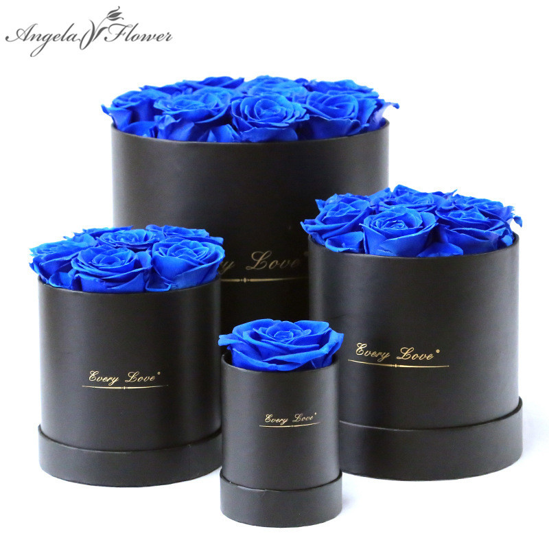 Eternal Life Flower Immortal Rose with Hug Bucket Box Gift Preserved Flower in Box Set Mother's Day Romantic Valentines Day Gift 210317