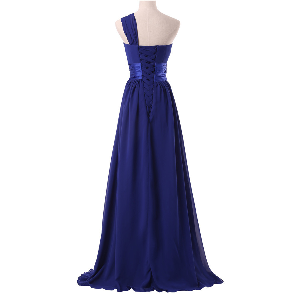Chiffon Dark Blue Red Bridesmaid Dresses One-shoulder Long Bride Wedding Party Toast Dress Girls Custom Free Wholesale