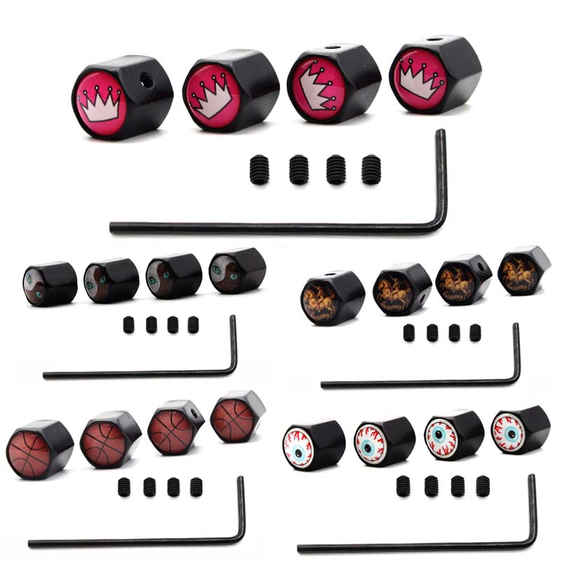 Tire Valve Caps Wheel Bolt & Nut Anti-theft Fashion Eyes Imperial Crown Car Wheel Tires Tyre Stem Air Cap Auto Airtight Covers