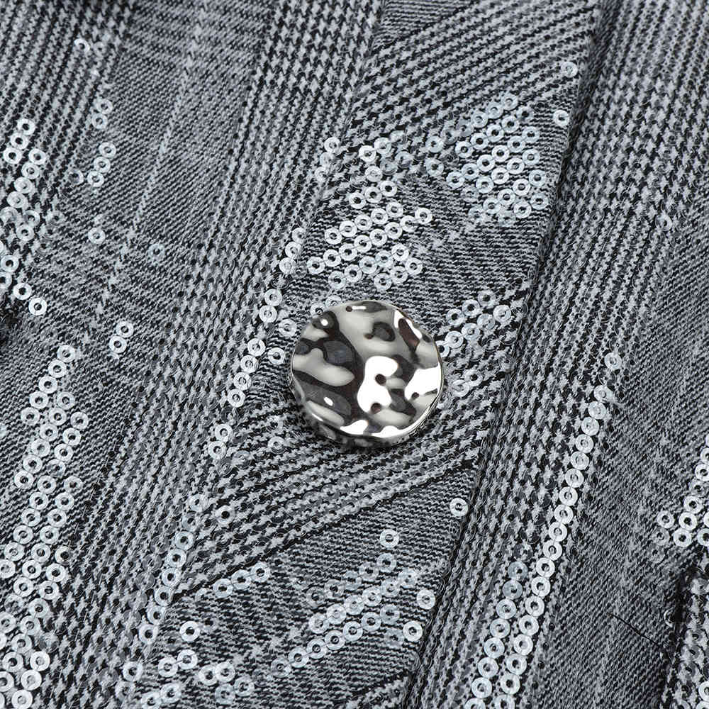 Women's Summer Fashion Elegant Long Sleeve Sequined Silver Glittering Ladies Dress Sexy Party Vestidos 210525