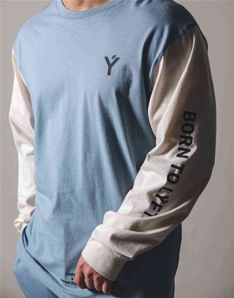 LYFT Brand Casual Long sleeve Cotton T-shirt Men Gym Fitness Workout Skinny t shirt Male Print Tee Tops Running Sport Clothing G1222
