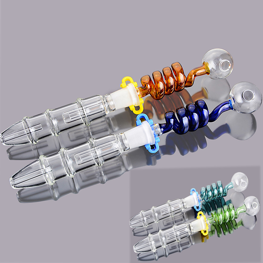 Straight Smoking Pipe Thick Glass Oil Burner Pipes Dabber Water Pipes Random Color Glass Bubbler 14mm glass bowl