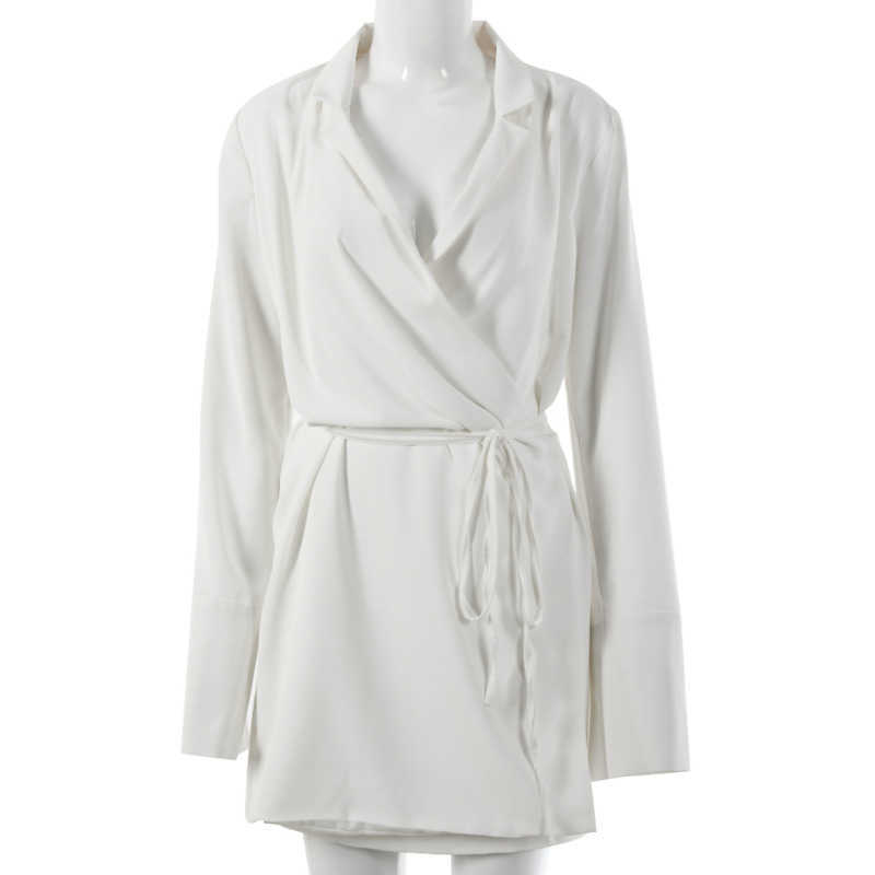 DEAT Women Belt Black Dress V-Neck Long Sleeve Arrivals Lady Temperamnet Fashion Spring Summer 11D1355 210709