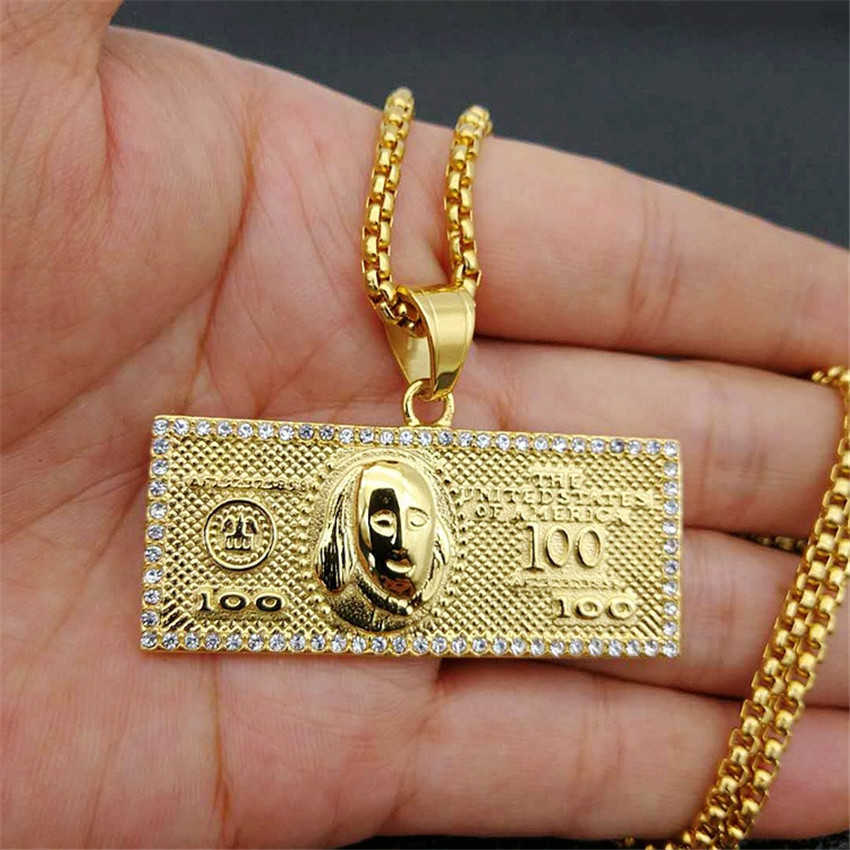 US $100 Dollar Money Necklaces Pendants Male Stainless Steel/Gold Color Chain Men Rhinestone Hip Hop Bling Jewelry Collier
US $100 Dollar Money Necklaces Pendants Male Stainless Steel/Gold Color Chain Men Rhinestone Hip Hop Bling Jewelry Collier