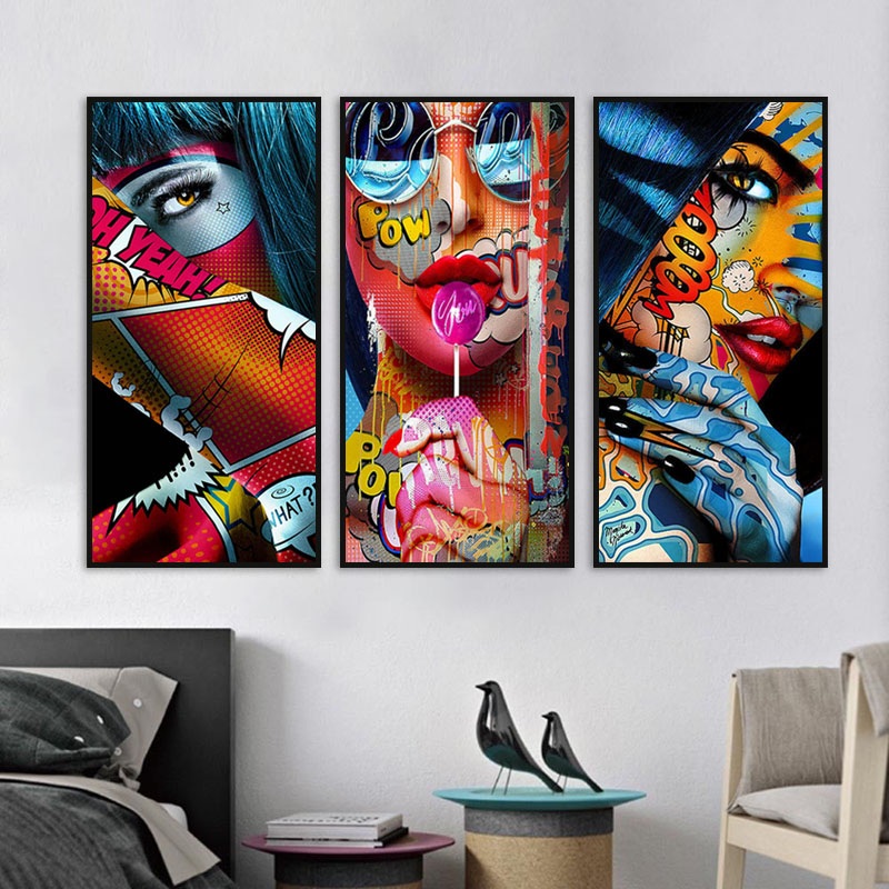Graffiti Women Portrait Oil Painting Posters and Prints Wall Decor For Living Room Canvas Painting Modern Wall Art Picture Unframed