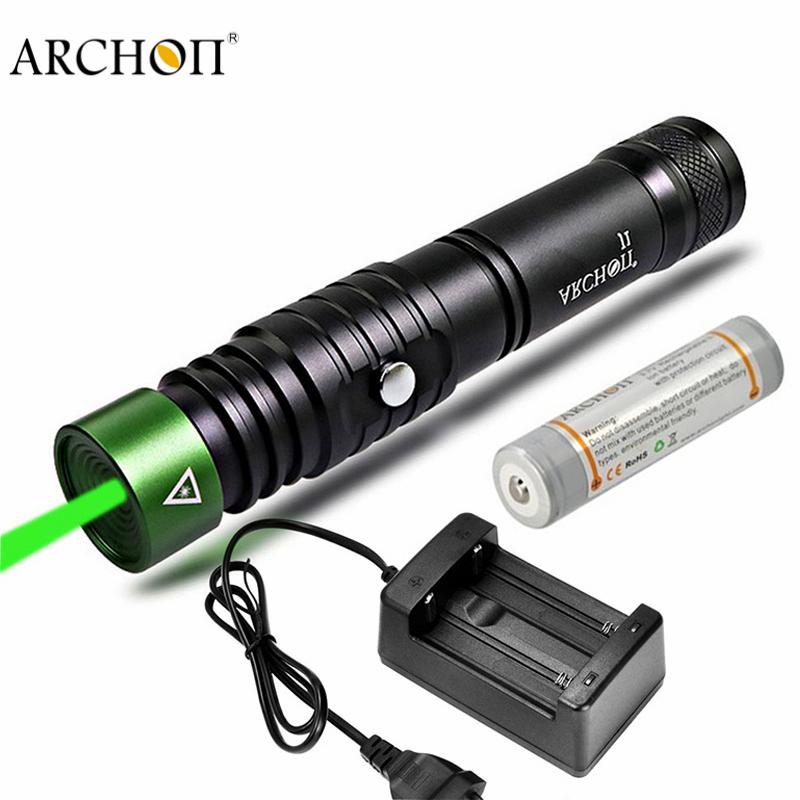 

Flashlights Torches ARCHON J1 Green Laser Pointers Diving Powerful LED Underwater Long Throw Light With 18650 Battery Charger