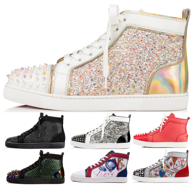 2021 High Quality Red Bottom Graffiti Fashion Casual Shoes Rivet shoe Sneakers Color plating Black White Leather Short boots, Ivory
2021 High Quality Red Bottom Graffiti Fashion Casual Shoes Rivet shoe Sneakers Color plating Black White Leather Short boots, Ivory