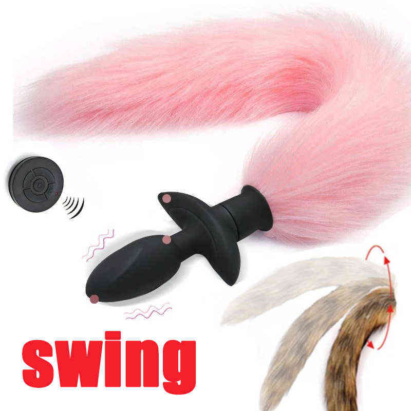 NXY Anal toys Wireless Remote Control Plug With Fox Tail Butt Vibrator Adult Games Cosplay Ass Sex Toy For Men Women Couples 1125