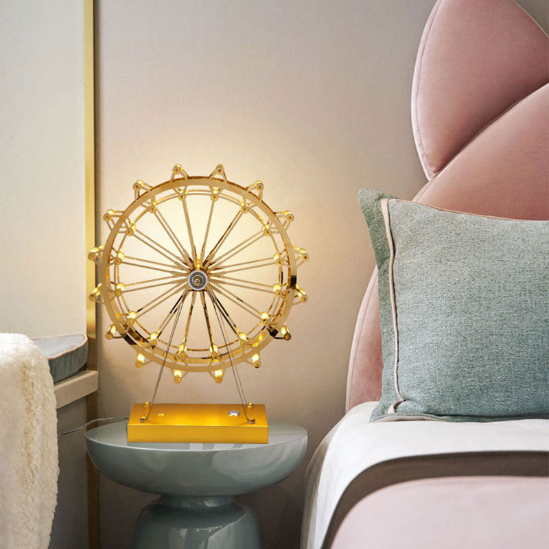 Nordic Personality Ferris Wheel Table Lamp Creative Home Decoration Ornaments Living Room Bedroom TV Cabinet 3D Desk Lighting R382