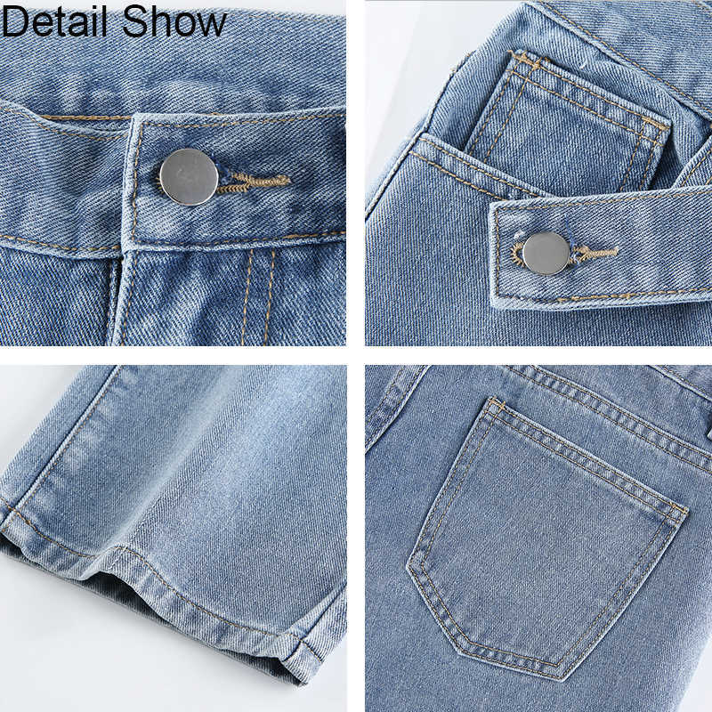 Stylish Blue High Waist Belt Mom Jeans Women Autumn Full Length Wide Denim Pants Harajuku Straight Trouser Streetwear 210922