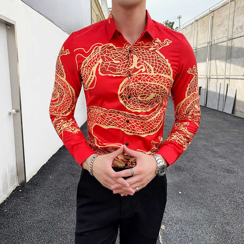 Men's Long Sleeve Men Shirt Chinese Style Dragon Print Casual Slim Fit Vintage Shirt Night Club Tuxedo Shirts Male Camisa Social 210527, Black
Men's Long Sleeve Men Shirt Chinese Style Dragon Print Casual Slim Fit Vintage Shirt Night Club Tuxedo Shirts Male Camisa Social 210527, Black