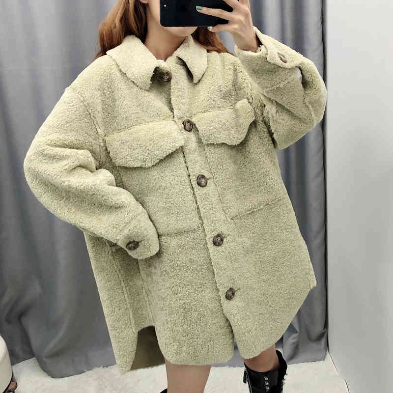 Solid Fleece Blouses Women Fashion Turn Down Collar Shirts Women Elegant Pockets Long Sleeve Tops 210520