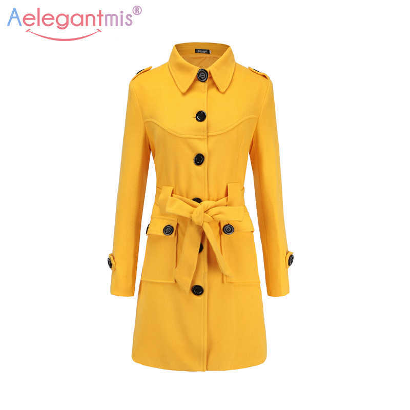 Aelegantmis Women Wool Coat Casual Long Trench With Belt Autumn Winter Outwear Office Lady Slim Overcoat 210607, Black
Aelegantmis Women Wool Coat Casual Long Trench With Belt Autumn Winter Outwear Office Lady Slim Overcoat 210607, Black