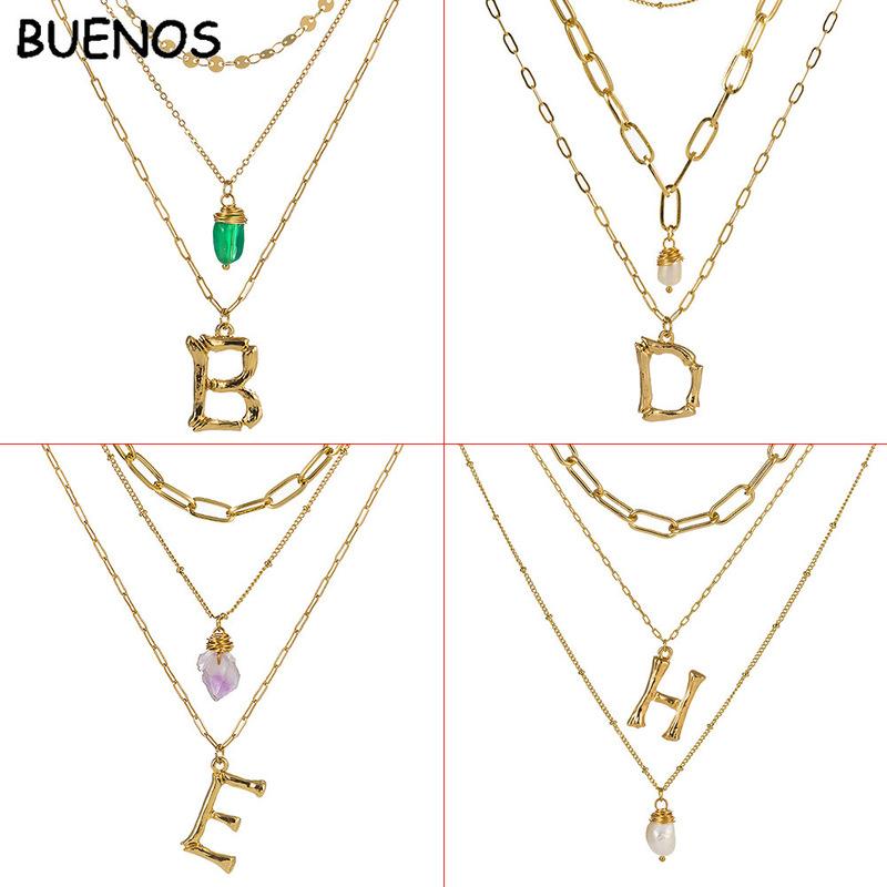 Pendant Necklaces BUENOS Multilayer Letter Initial Necklace Women A-Z Fashion Pearl Zircon Natural Stone Gold Chain Jewelry
Pendant Necklaces BUENOS Multilayer Letter Initial Necklace Women A-Z Fashion Pearl Zircon Natural Stone Gold Chain Jewelry