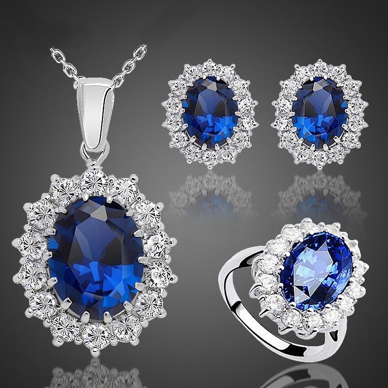 Earrings & Necklace Fashion Blue Crystal Stone Wedding Jewelry Sets For Brides Silver Color Set Women African More, As pic
Earrings & Necklace Fashion Blue Crystal Stone Wedding Jewelry Sets For Brides Silver Color Set Women African More, As pic