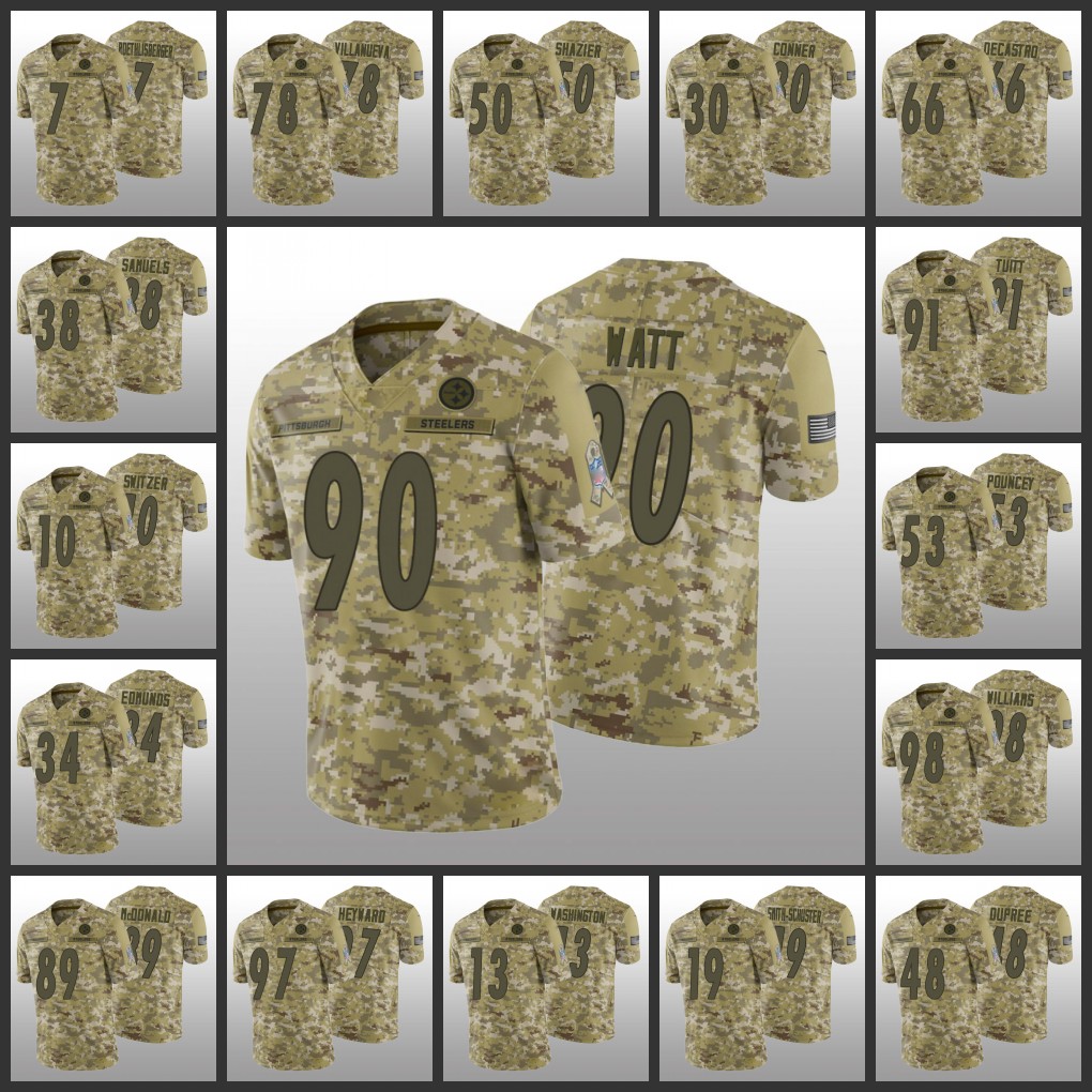 Pittsburgh' Steelers' Jersey Men Women Youth #78 Alejandro Villanueva 7 Ben Roethlisberger 90 T.J. Watt Custom Camo Salute to Service Limited
Pittsburgh' Steelers' Jersey Men Women Youth #78 Alejandro Villanueva 7 Ben Roethlisberger 90 T.J. Watt Custom Camo Salute to Service Limited