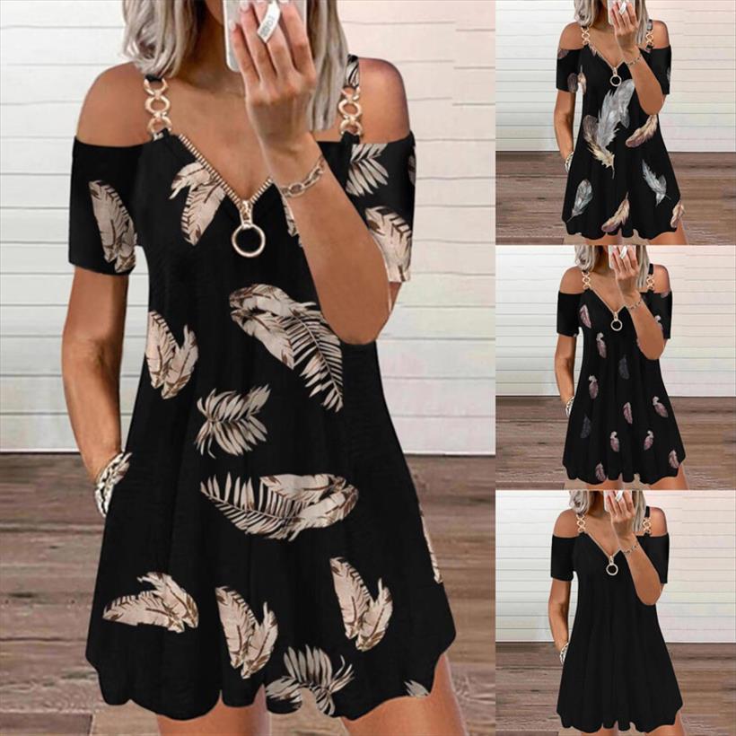 clothes feather printed casual women dress short sleeve v neck zipper midi ladies loose off shoulder sling outfit, Black;gray
clothes feather printed casual women dress short sleeve v neck zipper midi ladies loose off shoulder sling outfit, Black;gray