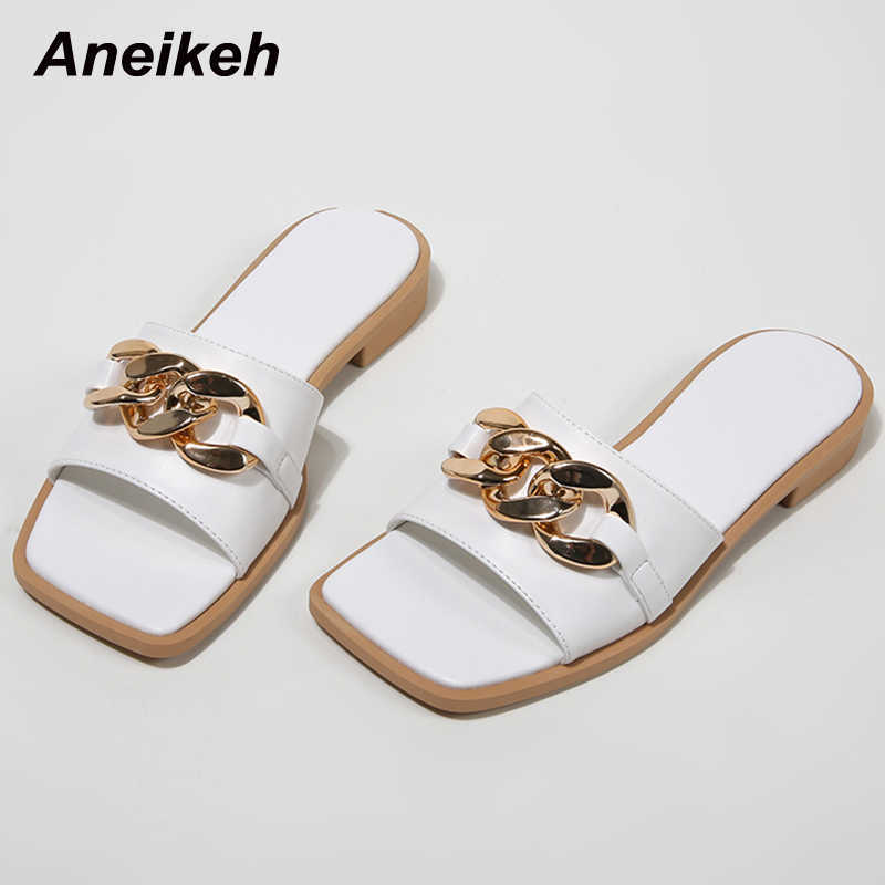 Aneikeh Summer Fashion Women Shoes Slippers PU Square Heels Leisure Outside Classics Shallow Metal Decoration Patchwork 210615, Black
Aneikeh Summer Fashion Women Shoes Slippers PU Square Heels Leisure Outside Classics Shallow Metal Decoration Patchwork 210615, Black