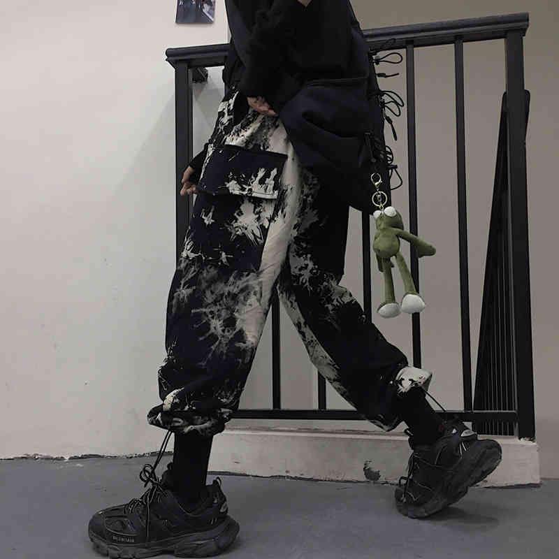 Tie Dye Streetwear Cargo Pants Women Casual Joggers Harajuku High Waist Loose Female Trousers Korean Style Ladies 210519