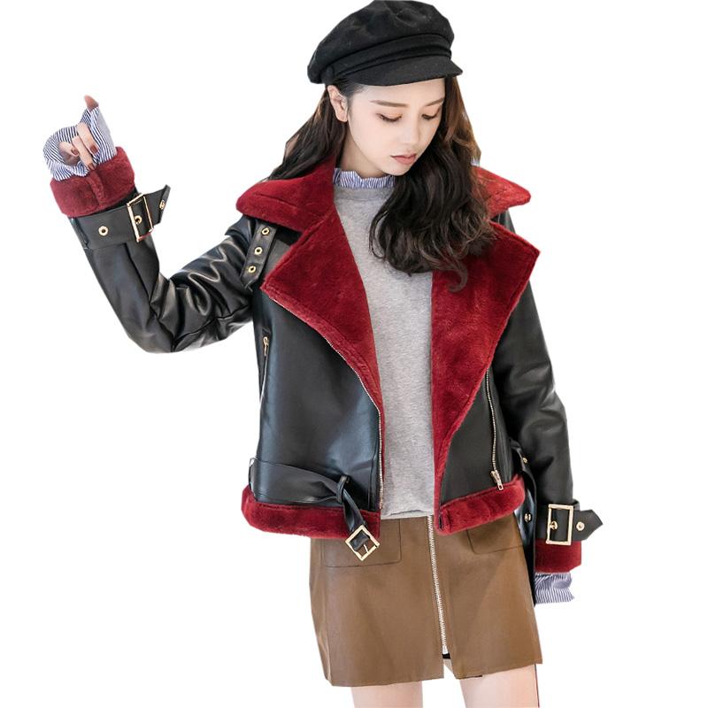 Women's Leather & Faux 2021 Winter Jackets Women Short Thick Pu Motorcycle Lambs Wool Coat Female Shearling Coats FP0174, Black
Women's Leather & Faux 2021 Winter Jackets Women Short Thick Pu Motorcycle Lambs Wool Coat Female Shearling Coats FP0174, Black