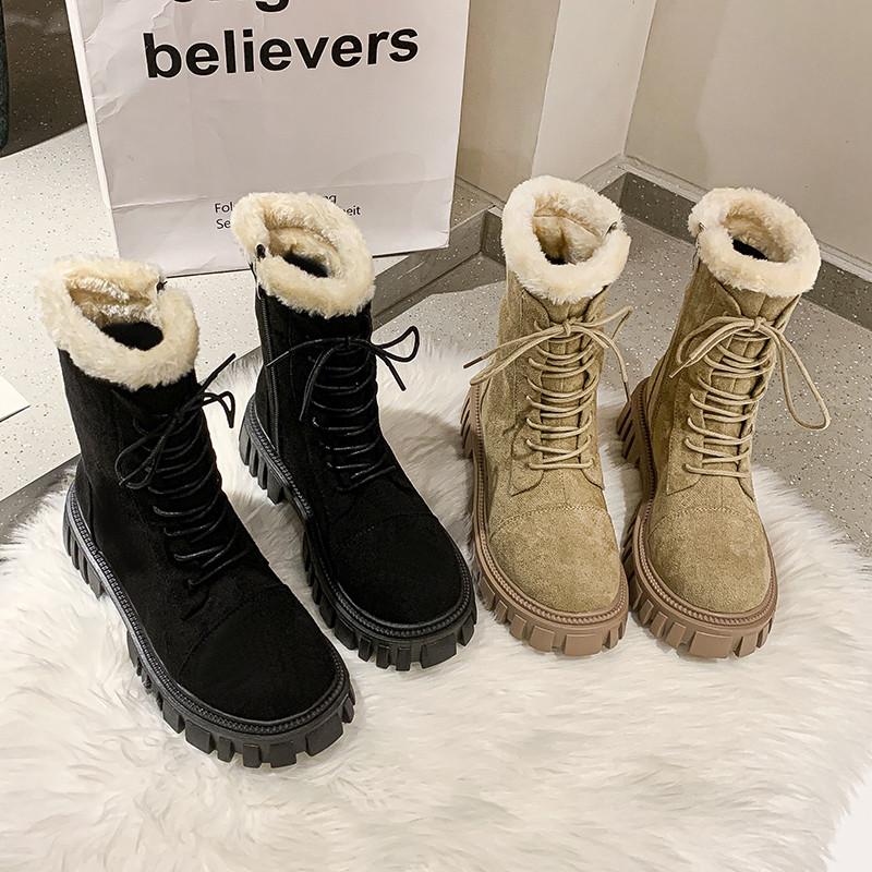 Boots Shoes Med Heel Luxury Designer Winter Footwear Zipper Boots-Women Round Toe Fashion Lolita Rock Flat Ankle Ladies Autumn