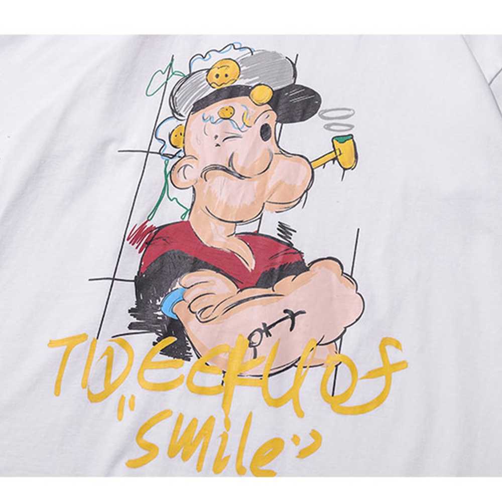 Men's Sailor Printed Tshirt Summer Short Sleeve Cartoon Printed Tee Hip Hop Oversized Cotton Casual Harajuku Streetwear Tshirts 210601