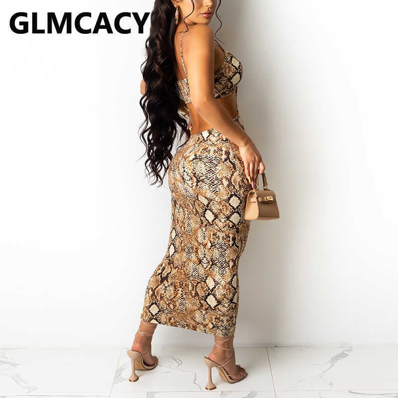 Spaghetti Strap Animals Printed Maxi Dress Evening Party Sexy Dresses Vestidos 210702