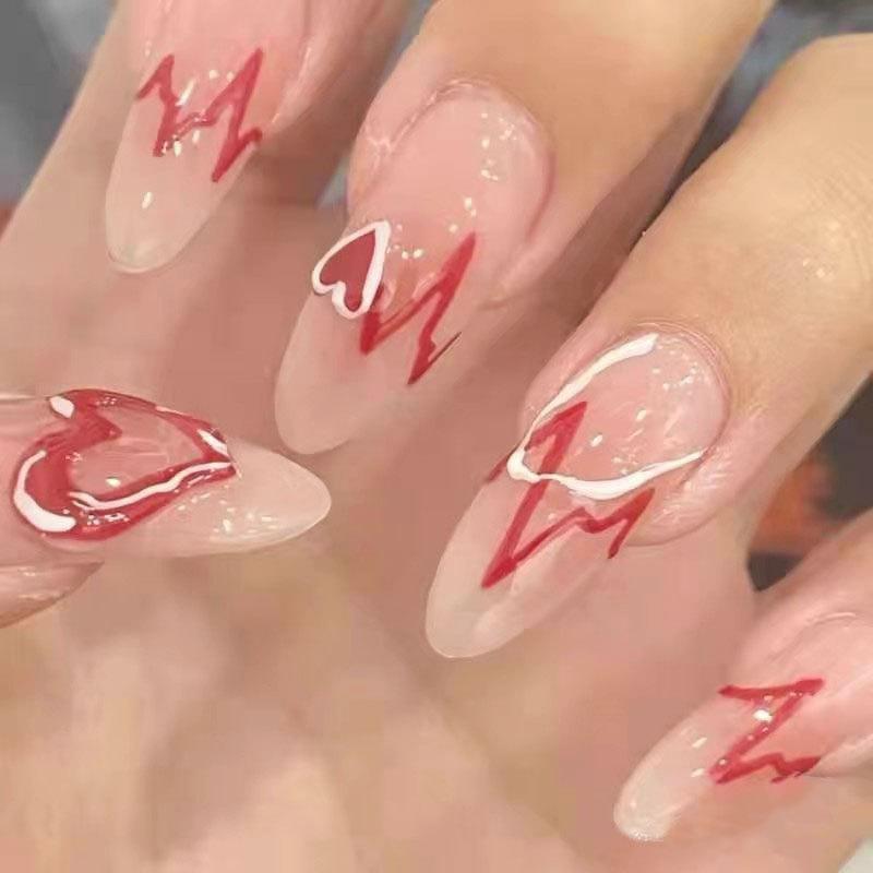 false nails 24pcs press on with designs ecg shape wear long paragraph fashion manicure patch save time wearable nail, Red;gold
false nails 24pcs press on with designs ecg shape wear long paragraph fashion manicure patch save time wearable nail, Red;gold
