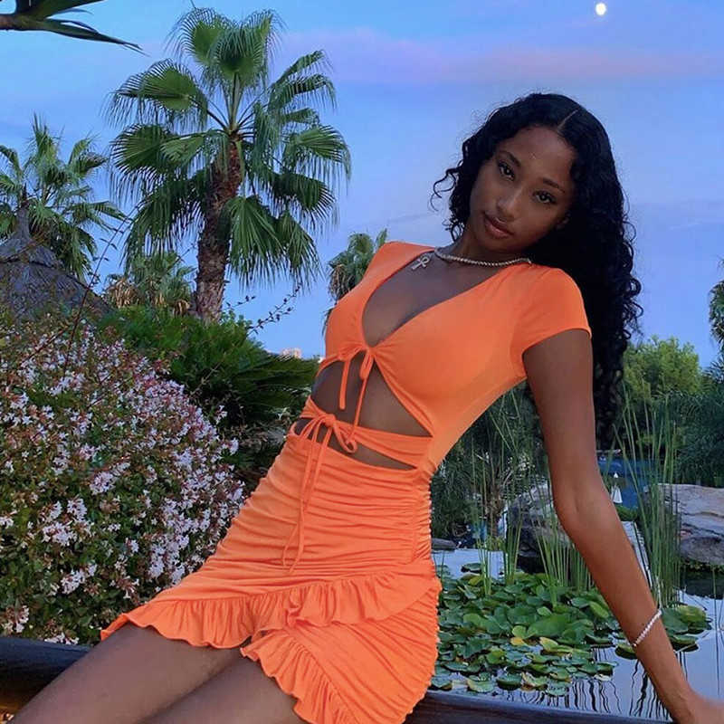 Womens V Neck Wrap Short Mini Dress Ladies Bodycon Summer Hollow Out Sexy Fashion Evening Party Dress X0705
Womens V Neck Wrap Short Mini Dress Ladies Bodycon Summer Hollow Out Sexy Fashion Evening Party Dress X0705