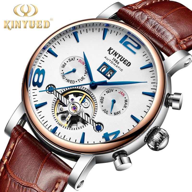 Wristwatches KINYUED Factory Direct Sales Automatic Leather Watch Men's Hollow Mechanical Watches Male Clock2021, Slivery;brown
Wristwatches KINYUED Factory Direct Sales Automatic Leather Watch Men's Hollow Mechanical Watches Male Clock2021, Slivery;brown