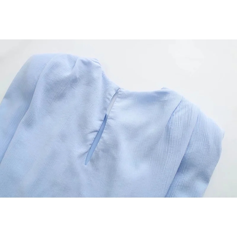 elegant women mid dresses summer fashion female casual blue office ladies slim girls o neck 210430